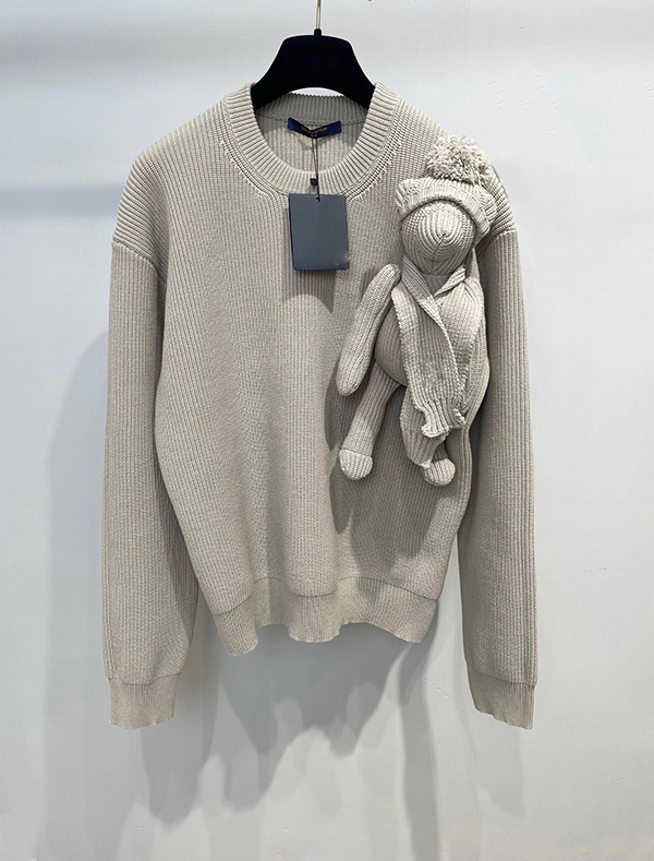 

2022 Luxury Designer Sweater Knitted Pullovers For Men And Women O Neck Bear Doll Long Sleeve Loose Style Grey, Gray