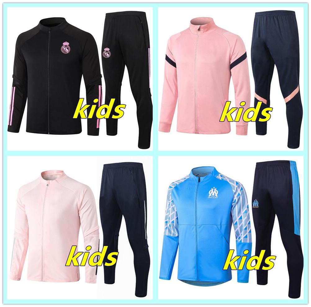 

20 21 kids soccer tracksuit full zip jacket 2020 2021 real madrid kids football training jacket Enfant niño survetement chandal jerseys