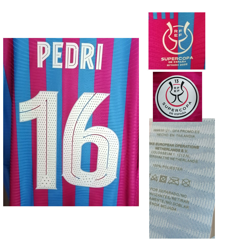 

American College Football Wear 2022 Supercopa De Espana Pedri Ansu Fati Maillot Jersey Match Worn Player Issue F.De Jong Gavi Jerseys, Player version