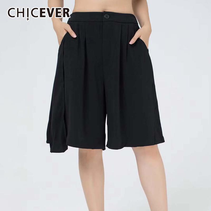 

CHICEVER Korean Shorts For Women High Waist Ruched Loose Minimalism pockets short Casual Female 2020 Summer Fashion New Clothes, Black