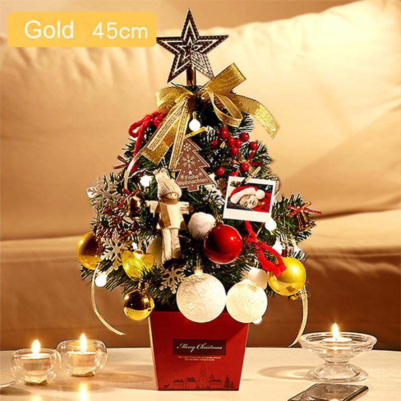 

2021 New DIY 45cm Desktop Christmas Tree 1PC Home Xmas Desktop Christmas Tree Decoration With LED Lights 1104#301