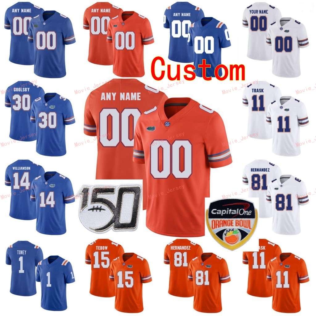 

Stitched Custom 1 Kadarius Toney 10 Josh Hammond 11 Kyle Trask 12 Jefferson Florida Gators College Youth Jersey, Youth white with orange bowl