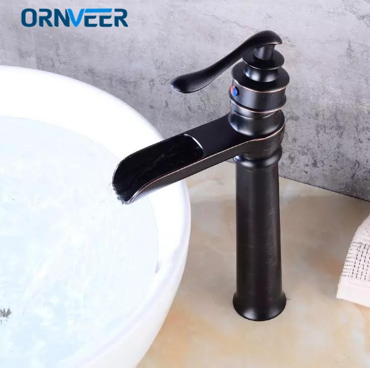 

Newly Free Shipping Solid Brass Oil Rubbed Bronze Bathroom Sink Basin Faucet Black Mixer Tap Deck Mounted