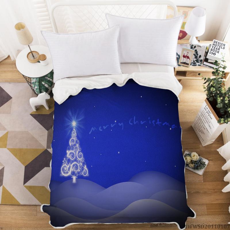 

Warm Christmas Blanket Tree Cartoon Fleece Soft Winter Throw Blankets Xmas Bedspread For Beds Sofa Travel Cover