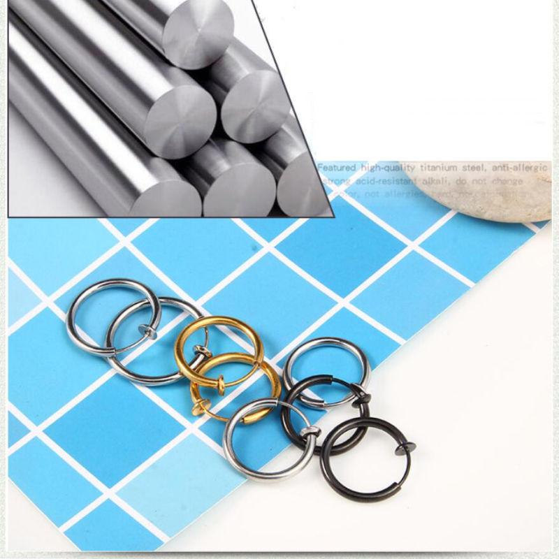 

Punk Stainless Steel No Hole Ear Clip Earrings Without Piercing Anti Allerg Hoop Ear Loop Smooth Circle Unisex Jewelry