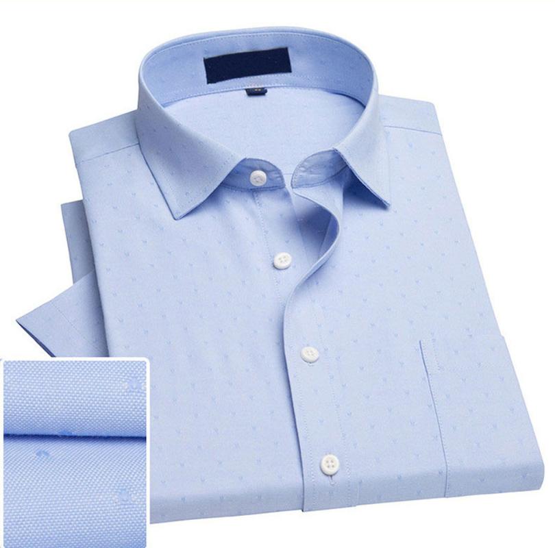 

2020 Summer Turndown Collar Short Sleeve Smart Casual Shirts Oxford Fabric Soft Print Business Men Shirt Wth Chest Pocket, Brown