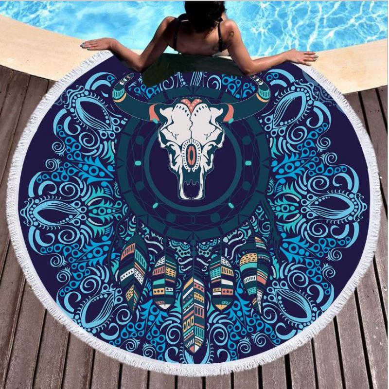 

Printed Goat Beach Towel Round Microfiber Towels Large Blanket Picnic Yoga Mat Travel bathtowel Tablecloth Toalla De Playa, As pic