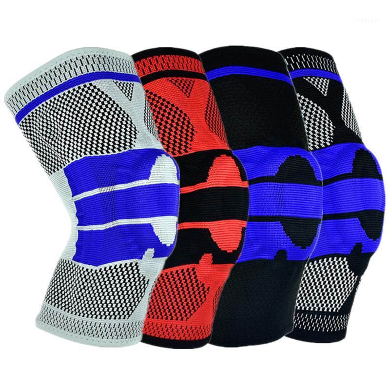 

1Pcs 3D Weaving Silicone Knee Pads Supports Brace Volleyball Basketball Patella Protectors Sports Safety Kneepads Knee Pads1, Style a -01