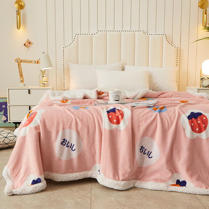 

Cartoon Blanket Fluffy Velvet Bed Blanket Houndstooth Bedspread on The Bed Flower Stitch Throw Sofa Cover Quilt