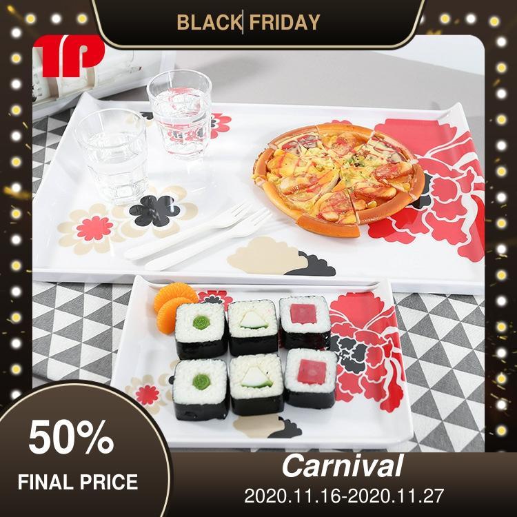 

High-End Rectangular Flower Bread Cake Plate Serving Melamine Tray Hotel Commercial Fast