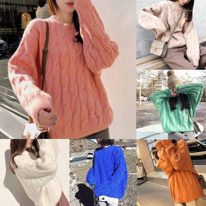 

Women Autumn Loose Solid Color Round Neck Long Sleeve Knitted Blouse Top Sweater Pullover Casual Female Long Sleeve Shirt Sweate1, Beige