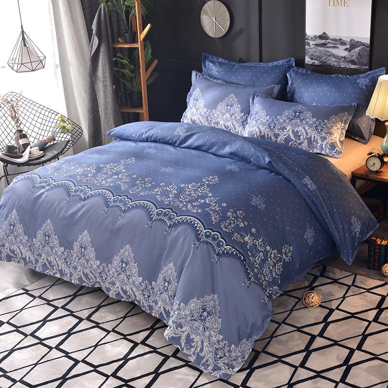 

Light Luxury Bedding Set Lace Printed Duvet Cover Set With Pillowcases Quilt Cover Without Bed Sheet Queen King Size Bedclothes, Red