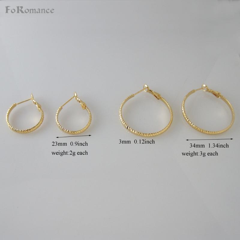 

Foromance/ NEW CUTE LINE CARVED TWO Sizes - YELLOW GOLD GP FILLED HUGGIE HOOP 0.9"/ 1.34" EARRING