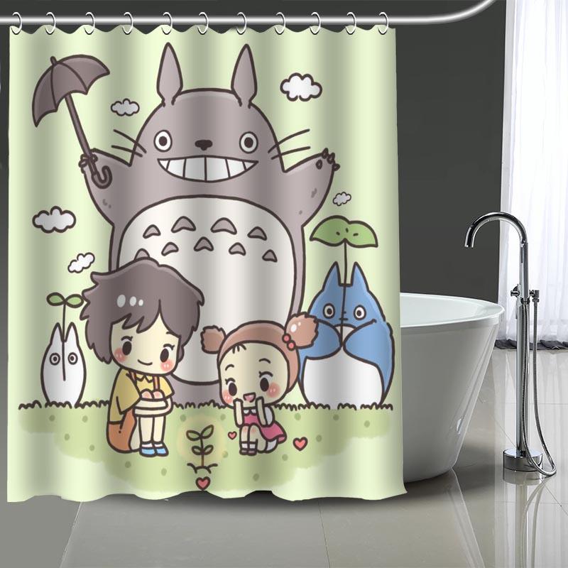 

Custom Tonari no Totoro Printed Shower Curtain Bathroom Waterproof Polyester Washable Home Bath Decor Curtains With Hooks