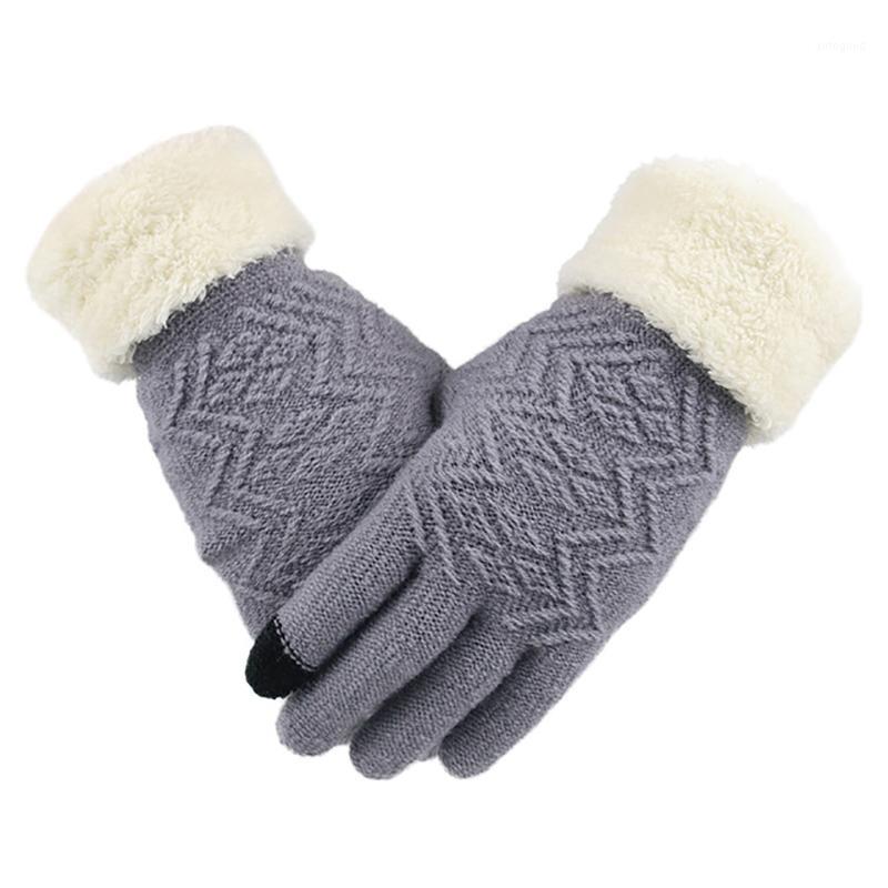 

Five Fingers Gloves Women Keep Warm Velvet Autumn Winter Knitted Touchscreen Casual Fashion Accessories Mittens1