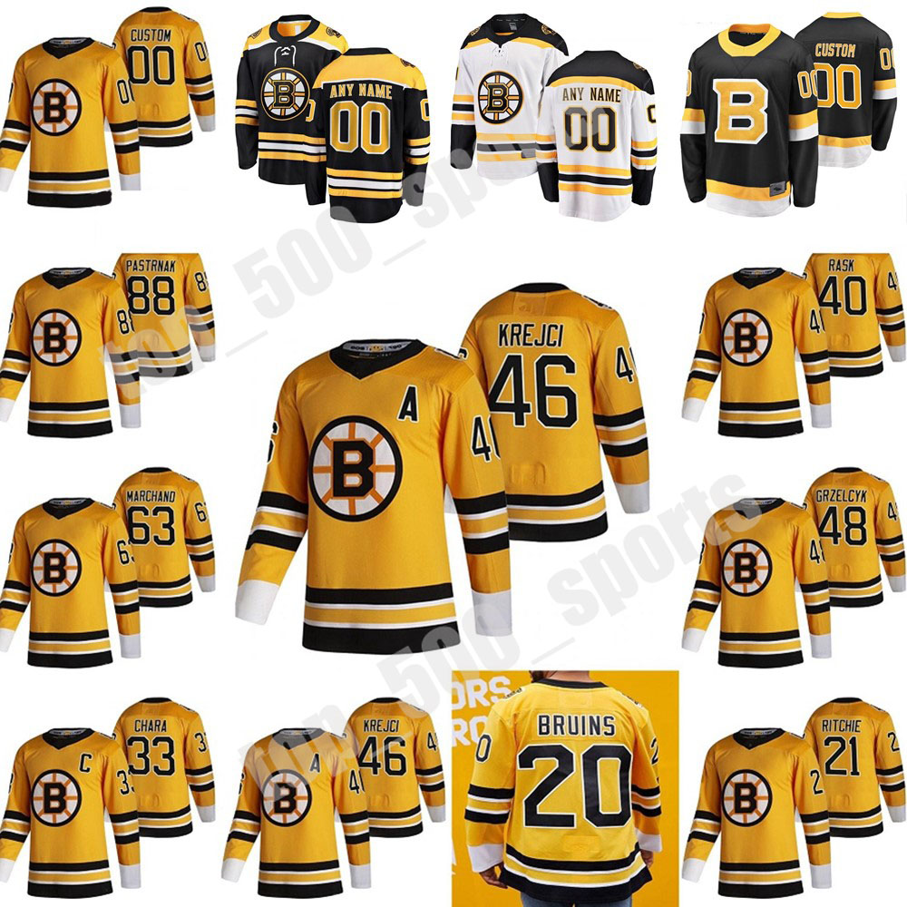 

Boston Bruins 2021 Reverse Retro Hockey Jerseys Matt Grzelcyk Jersey Brandon Carlo Jaroslav Halak Anders Bjork John Moore Custom Stitched, Colour 7