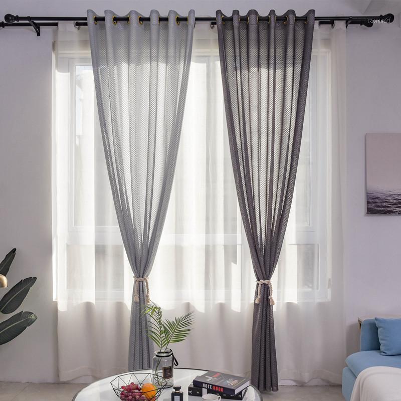 

Curtains On Bay Window French windows Curtain Tulle Voile Curtains Drapes Curtain Screening yarn translucent partition1, Light gray