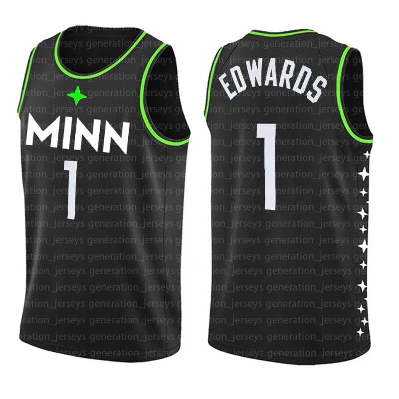 

Anthony Kevin Edwards Garnett Minnesota Timberwolves Jersey Stephen 30 Curry Chris James Wiseman Paul Basketball 2021 New, Black;red