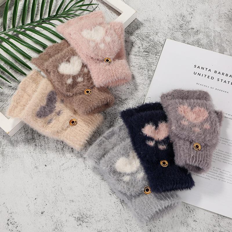 

Women's Fashion Gloves knit in Jacquard pattern CAT Winter Warm Girl's lovely Mittens