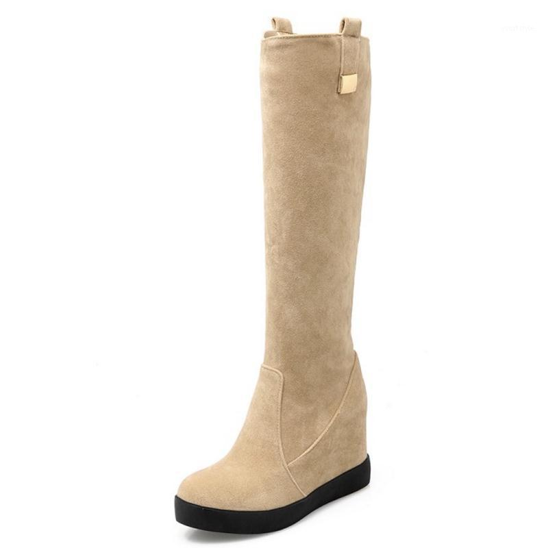

Dilalula Sexy Winter Knee High Boots Women Increased Wedges Heels Slip On Warm Knee High women's Boots Female Shoes Woman1, 1 thin fur lining