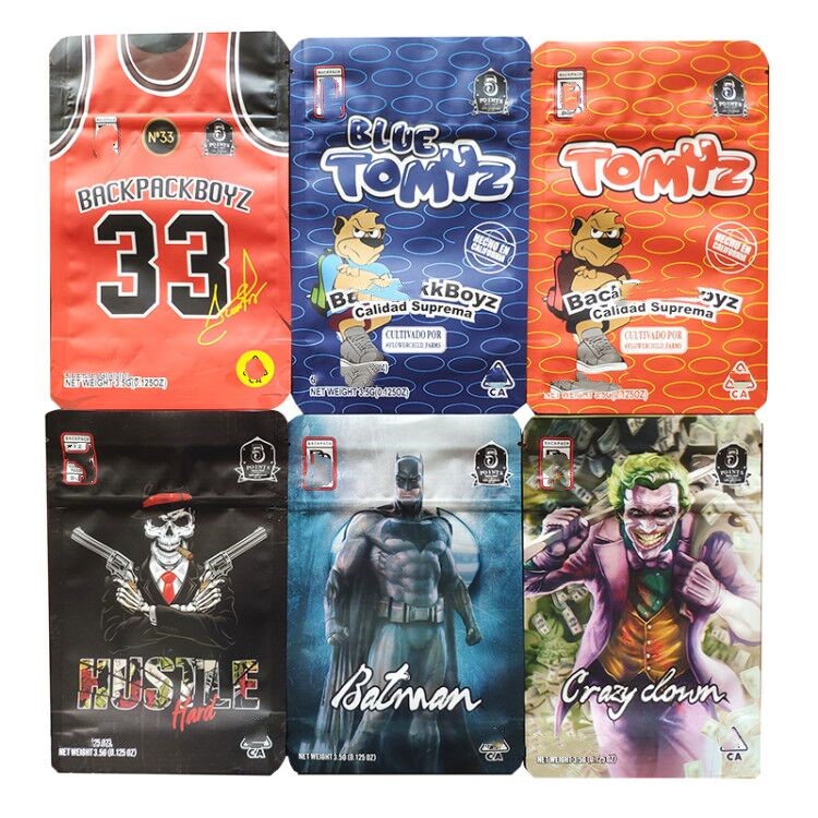 

3.5g backpack boyz bags packaging stand up smell proof Gotti Lucky Bumpy 33 Blue Tomyz Red Tomyz Batman mylar packaging bag 468852