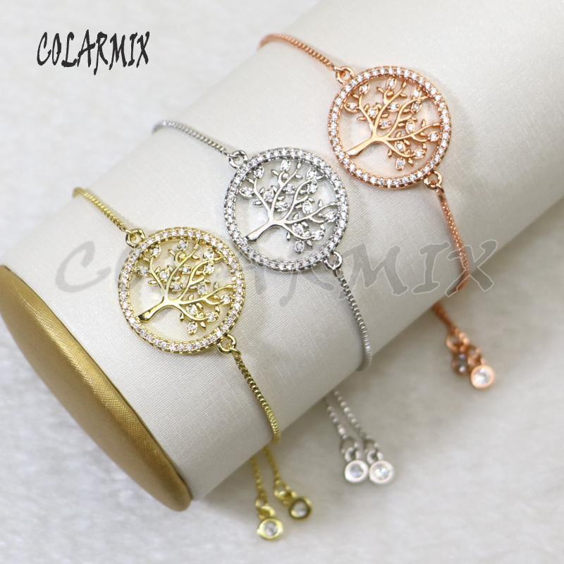

10pcs round bracelets crystal tree charm bracelets crystal accessories connectors for women 57091