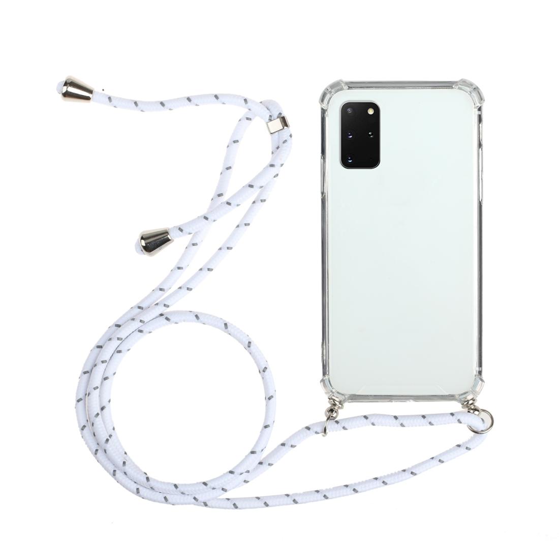 

For Samsung Galaxy Note20 Four-Corner Anti-Fall Transparent TPU Protective Case with Lanyard