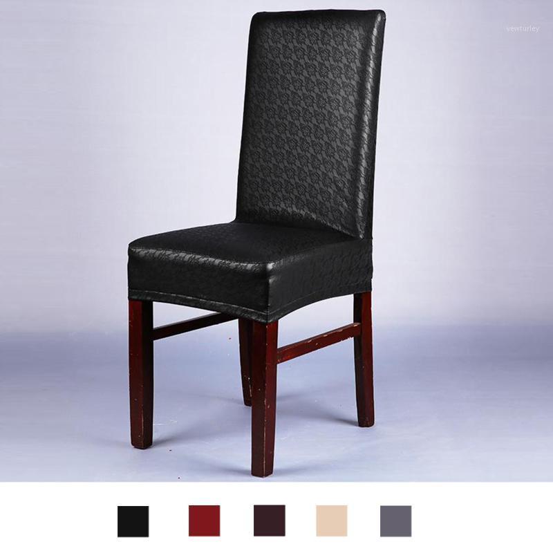 

1pc Elastic PU Leather and Fabric Chair Cover Waterproof Wedding Slipcover1