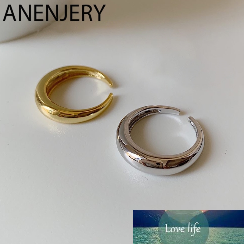 

Newest Smooth Geometric Cambered Ring for Men Women Gold Silver Color Open Finger Rings Party S-R705