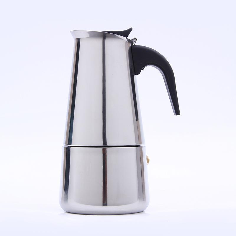 

Stainless Steel Moka Coffee Maker Italian Top Moka Espresso Latte Stovetop Filter Coffee Pots 100ML 200ML 300ML 400ML Percolator1