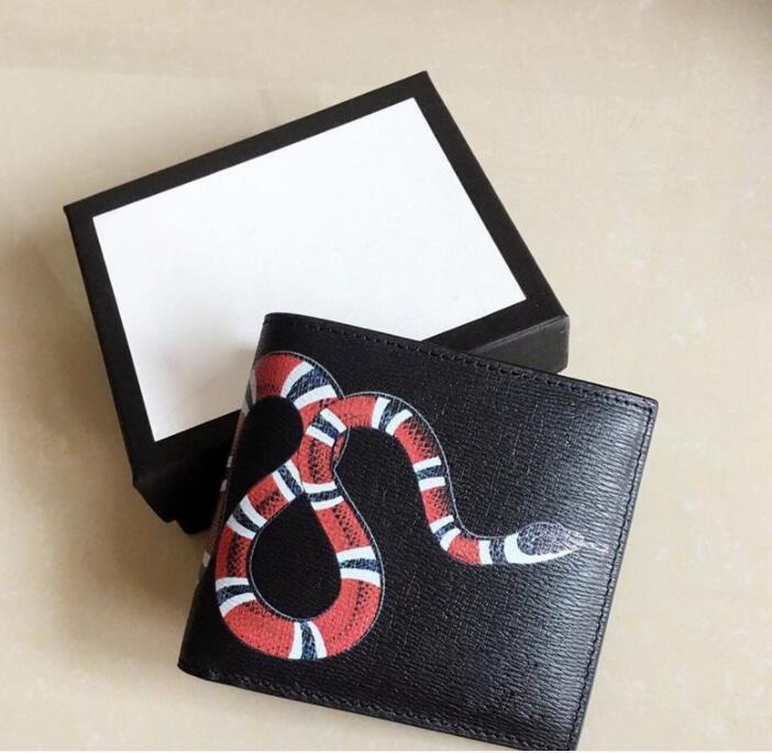 

High quality men's wallet card case men's animal short wallet leather black snake tiger bee wallet, Red;black