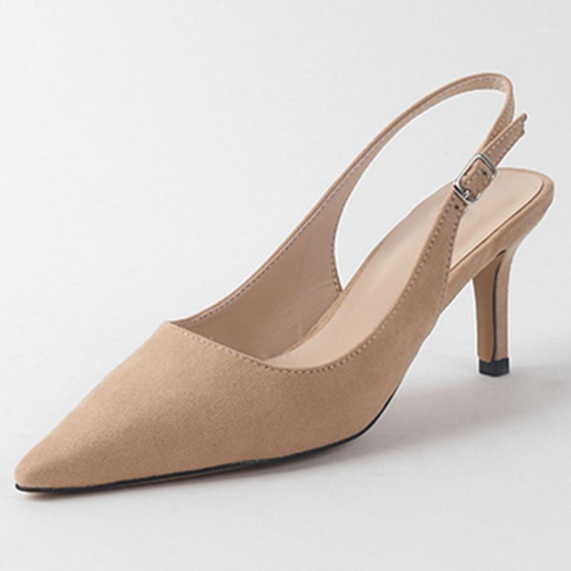 

SaraIris Cover Toe Thin Heel Sandals Women Brand Sandals Ladies Solid Pointed Toe High Heels Back Strap Shoes1, Nude 6cm