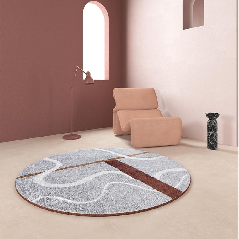 

Post modern abstract round shaped art area rug, big size Nordic style home decoration living room carpet, villa floor mat, 01as picture