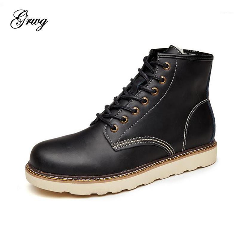 

New Fashion Ankle Boots Winter Spring Autumn men's Motorcycle Boots men Snow Oxfords men Shoes size 40-461, Brown