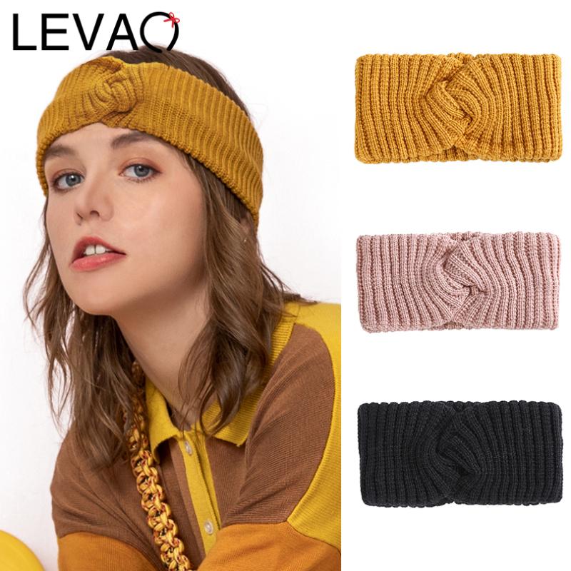 

LEVAO Women Headband Crossed Knitted Woollen Hairband Girls Autumn Hair Wrap Makeup Elastic Hair Accessories Headdress