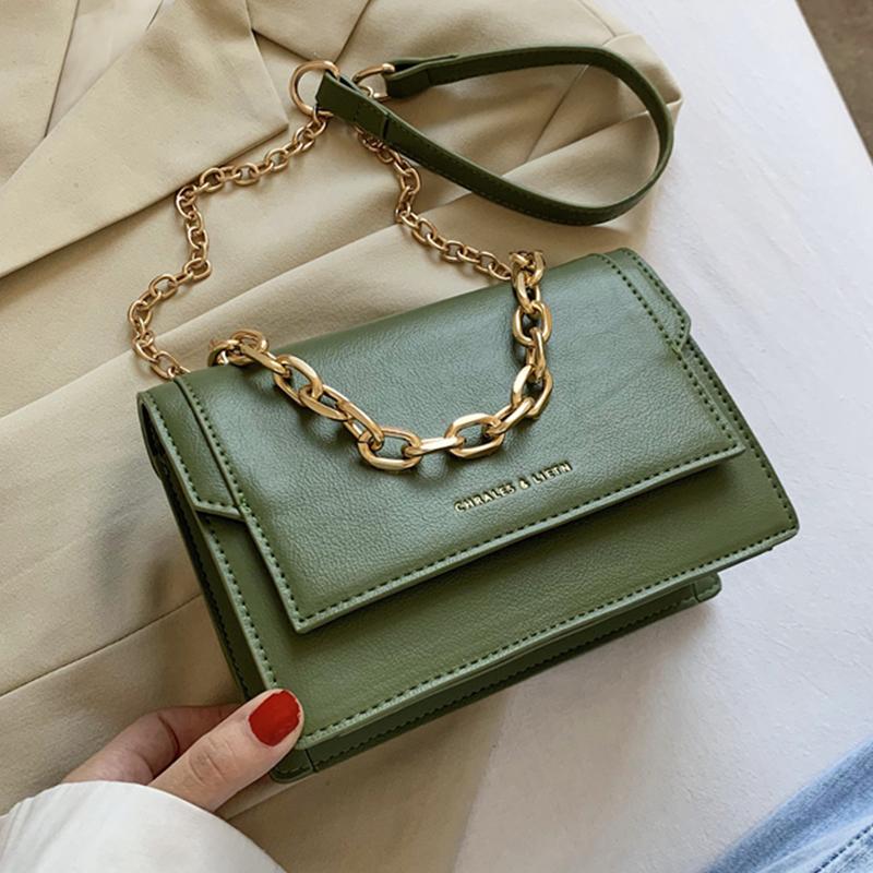 

Hot Fashion Chain Handle Ladies Shoulder Bags For Women 2021 New Luxury Designer Handbags High Quality PU Leather Crossbody Bag, Black