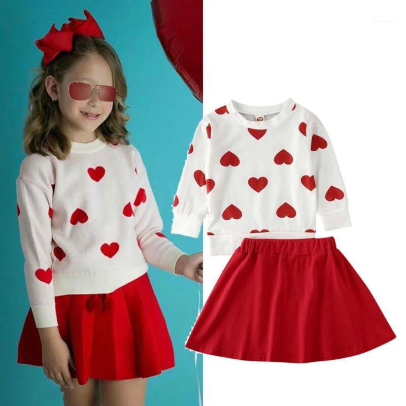 

Toddler Baby Girls Valentine's Day Pullover Love Printing Tops Skirt Outfits Set baby girl clothes set girls skirt for new year1, Red