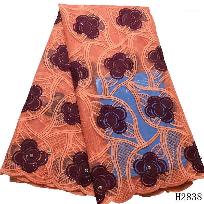 

2020 Latest Net Lace Fabric Embroidered tulle Lace Fabric With purple African French For guipure Clothing Women1