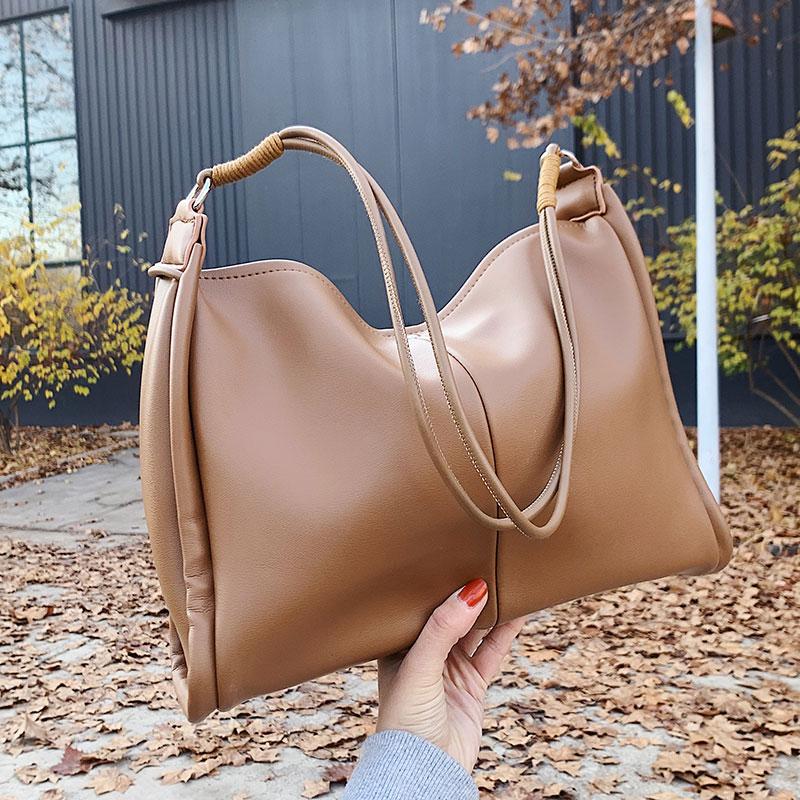 

VeryMe PU Leather Women's Totes Shopping Bag Simple Large Capacity Bucket Handbags Fashion Casual Daily Package torebki damskie, Black