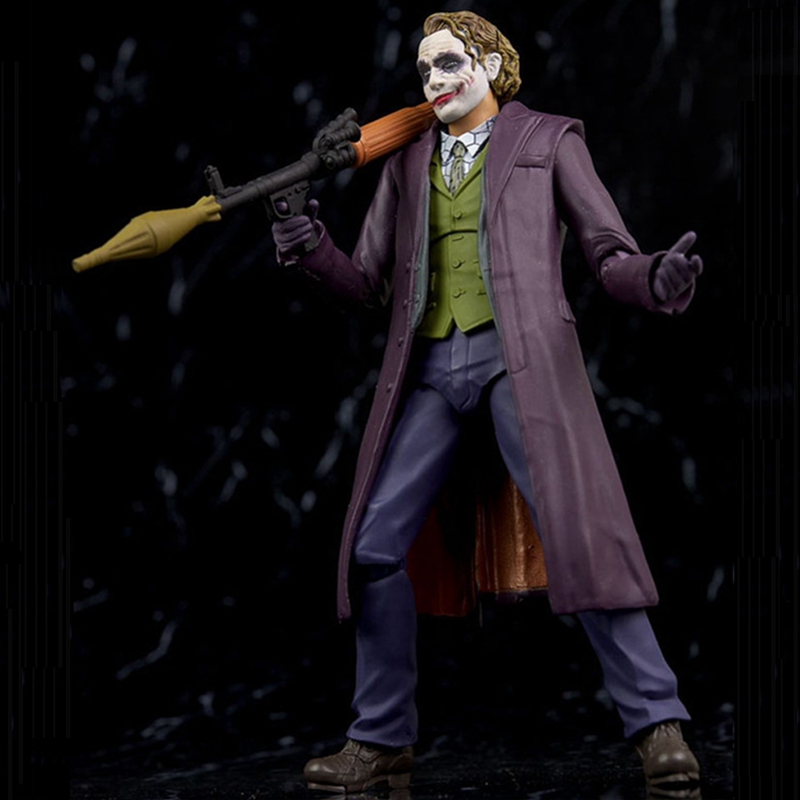 

15cm NECA SHF Dark Knight Clown Heath Ledger Joker Male Action Doll Figure Funok Clown Model Toys With Box, As picture
