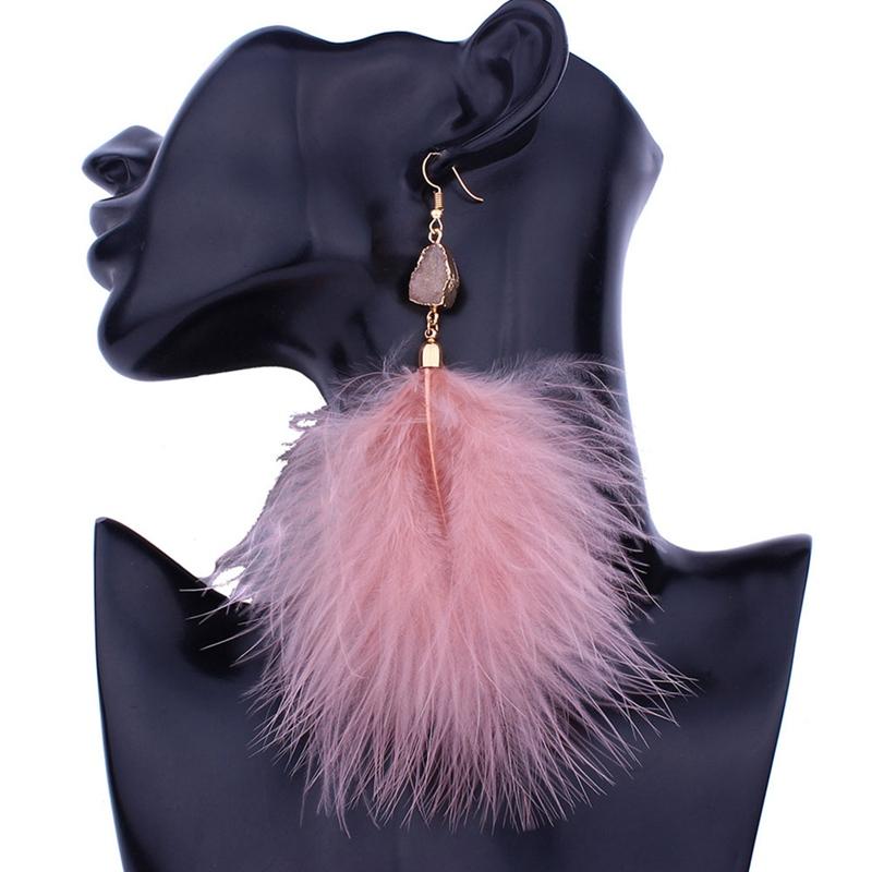 

2020 New Arrive Fashion Boho Earrings For Women Temperament Fluffy Feather Dangle Pendant Statement Jewelry Ear Accessories