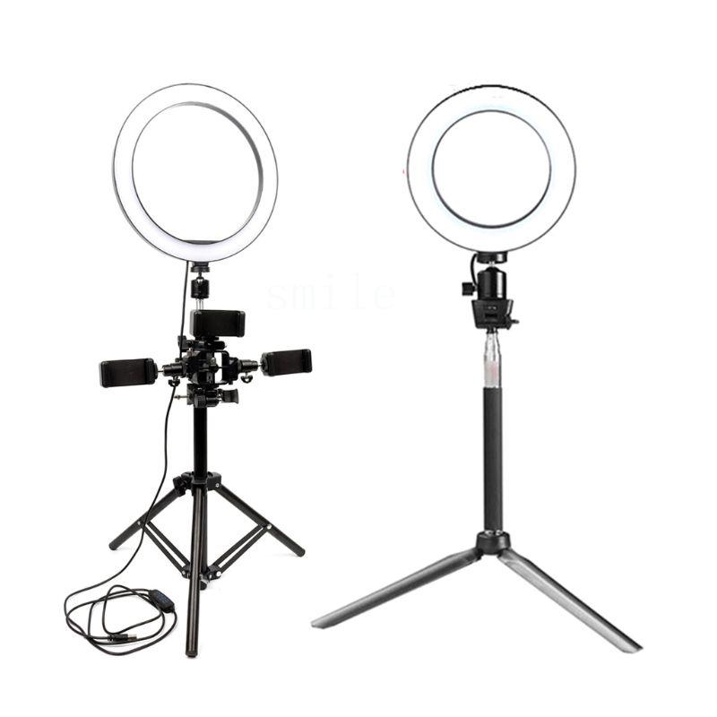 

LED Selfie Ring Lamp with Tripod Stand Cellphone Holder Dimmable Vlog Video Light Live Streaming Photography Light for Tiktok