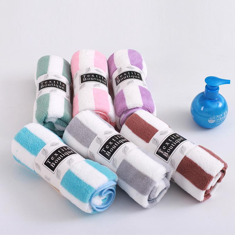 

Towel Coral Fleece Cationic Stripe Face Wash Absorbent And Soft Microfiber 35*75Cm TJ2002