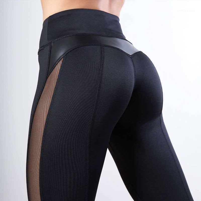

Skinny high waist bulifting fitness leggings ankle-length polyester sport for women Leggings moisture wicking push up1, Black