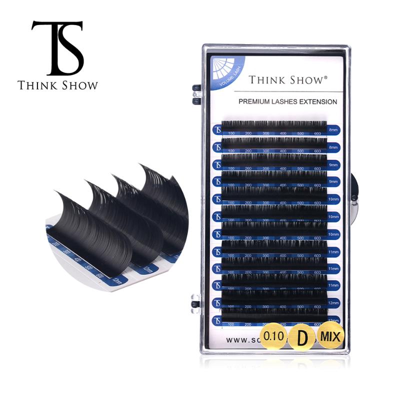 

THINKSHOW Black /Brown Color False Mink Eyelash Extensions Soft Natural Individual Eye Lashes 3D Russia Natural Eyelashes