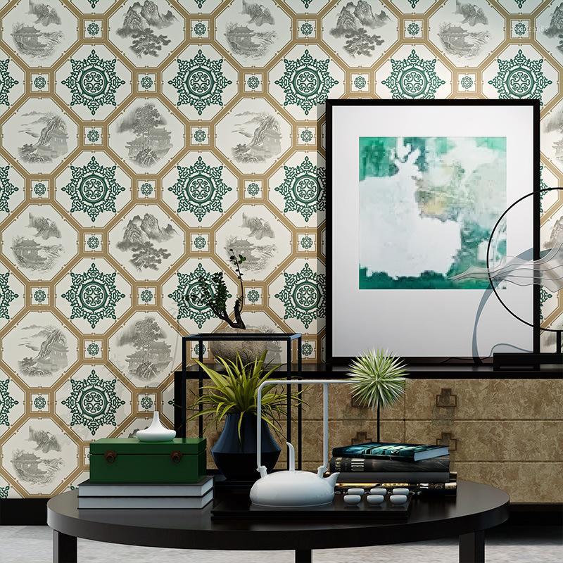 

New Chinese classical porcelain wallpaper living room study house TV background wall wallpaper vintage papel de parede1, 98803