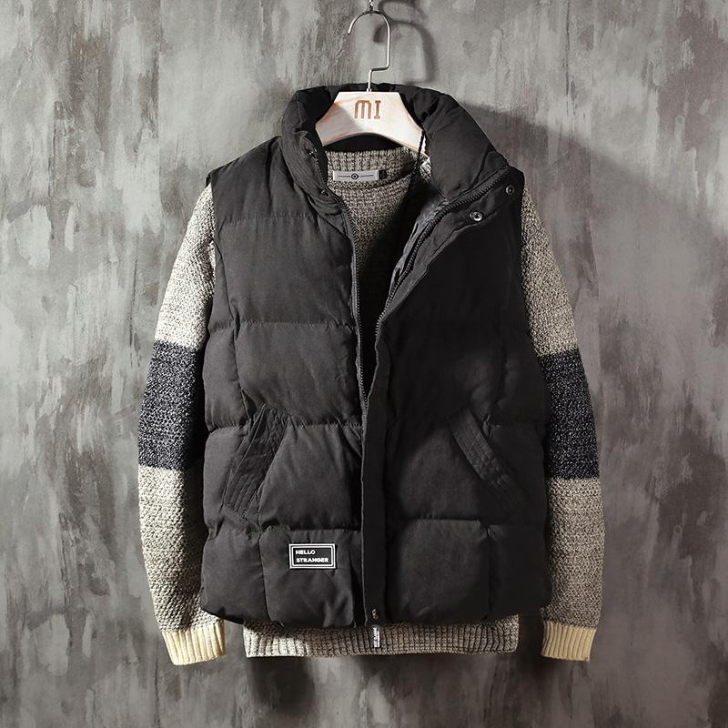 

2020 NEW -5XL Autumn Winter Plus Size Mens Vest Sleeveless Jacket Faishon Vest For Men Body Warmer Mens Gilet Cotton, Black