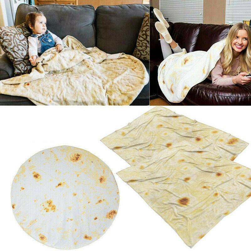 

1PC Soft Burrito Pancake Wrap Blanket Flour Tortilla Swaddle Throw Sleeping Bedroom1