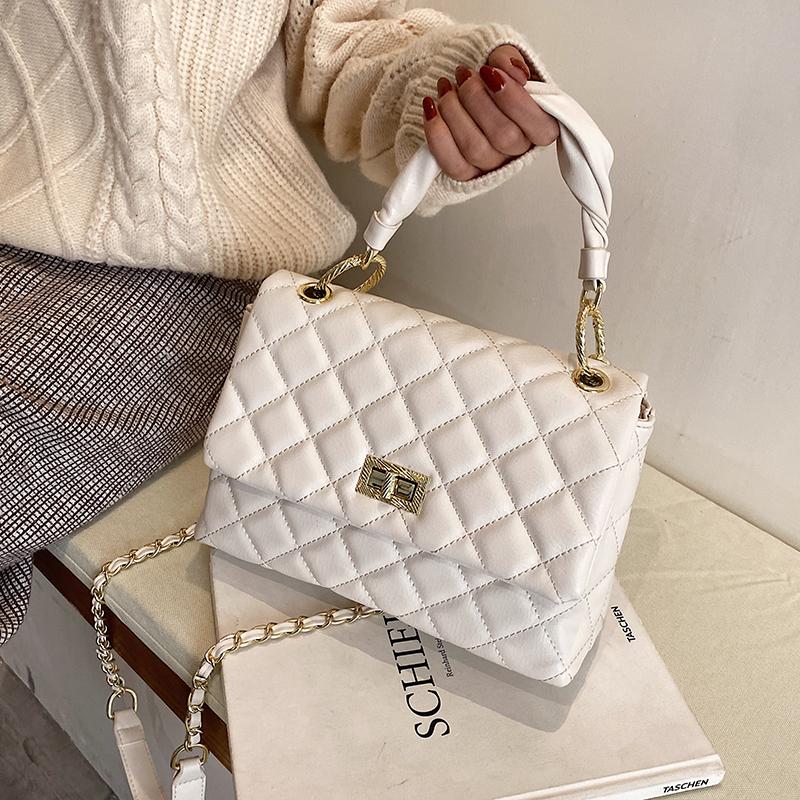 

Niche Design Diamond Chain Handbag 2021 New Trendy Fashion All-match Messenger Bag Shoulder Bag Handbag Square Width: 25.5cm, Black
