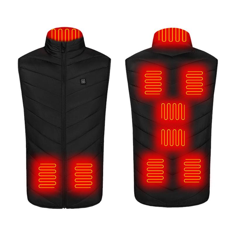 

Winter USB Heated Vest Men Women 8 Areas Electric Heated Jacket Outdoor Warm Waterproof Vest Waistcoat Hiking Camping Clothing, Black